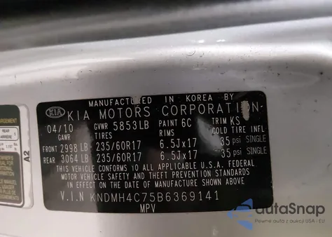 2011 Kia Sedona Ex from USA, damaged, VIN KNDMH4C75B6369141